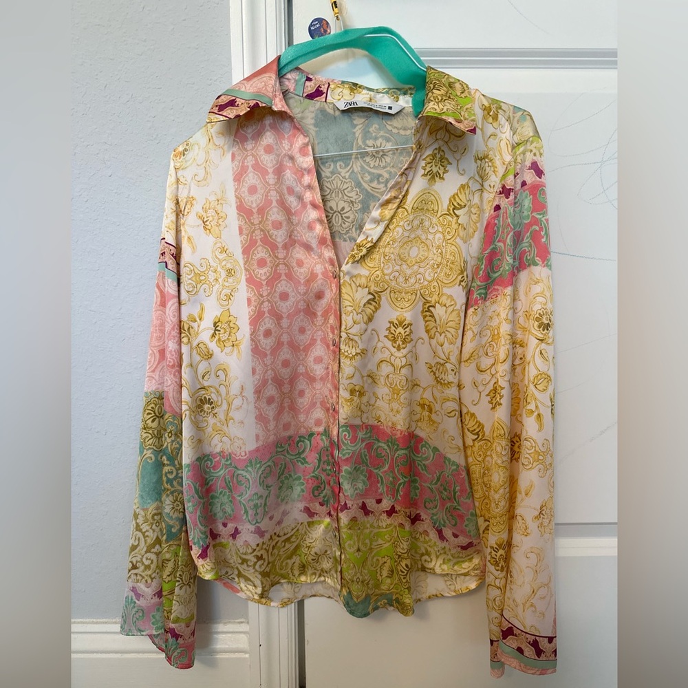 Zara Multicolor Baroque Print Blouse